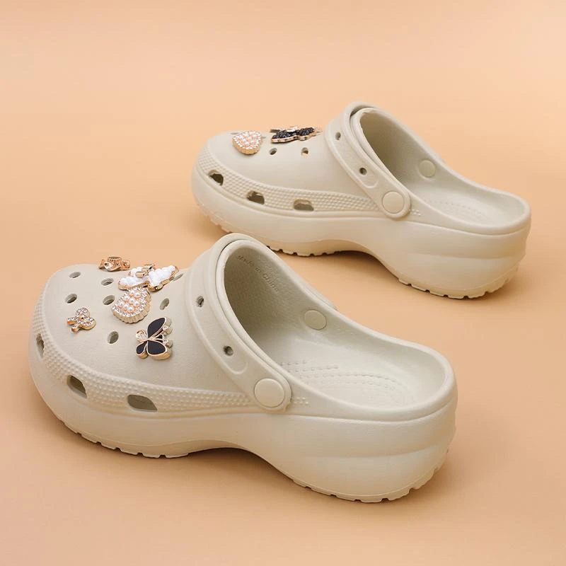 FAVMARTHA云朵洞洞鞋女2025新款夏季外穿厚底增高医护上班两穿海