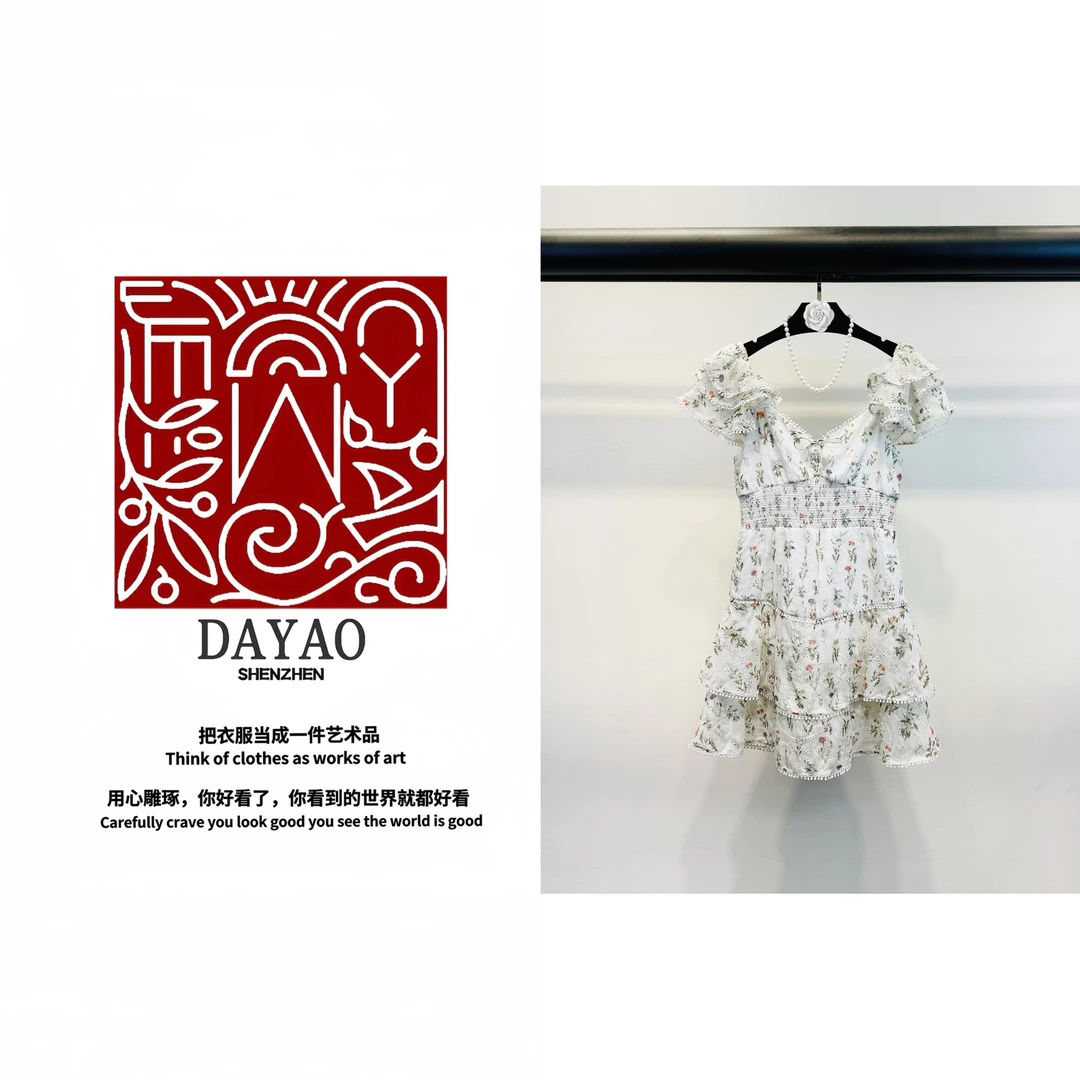「DAYAO」25s夏款时尚百搭短袖拉链收腰连衣裙轻奢高端女装WYS25153