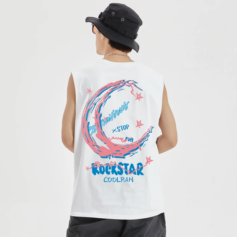 纯棉背心男士夏季潮牌ins运动健身透气加大码宽松沙滩无袖背心男