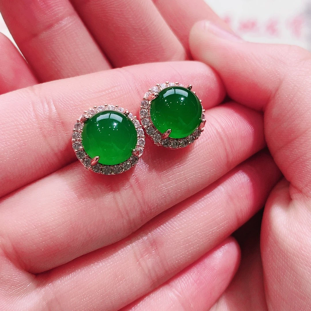 玛瑙/玉髓纯天然珠宝玉石鸽子蛋耳钉未镶嵌