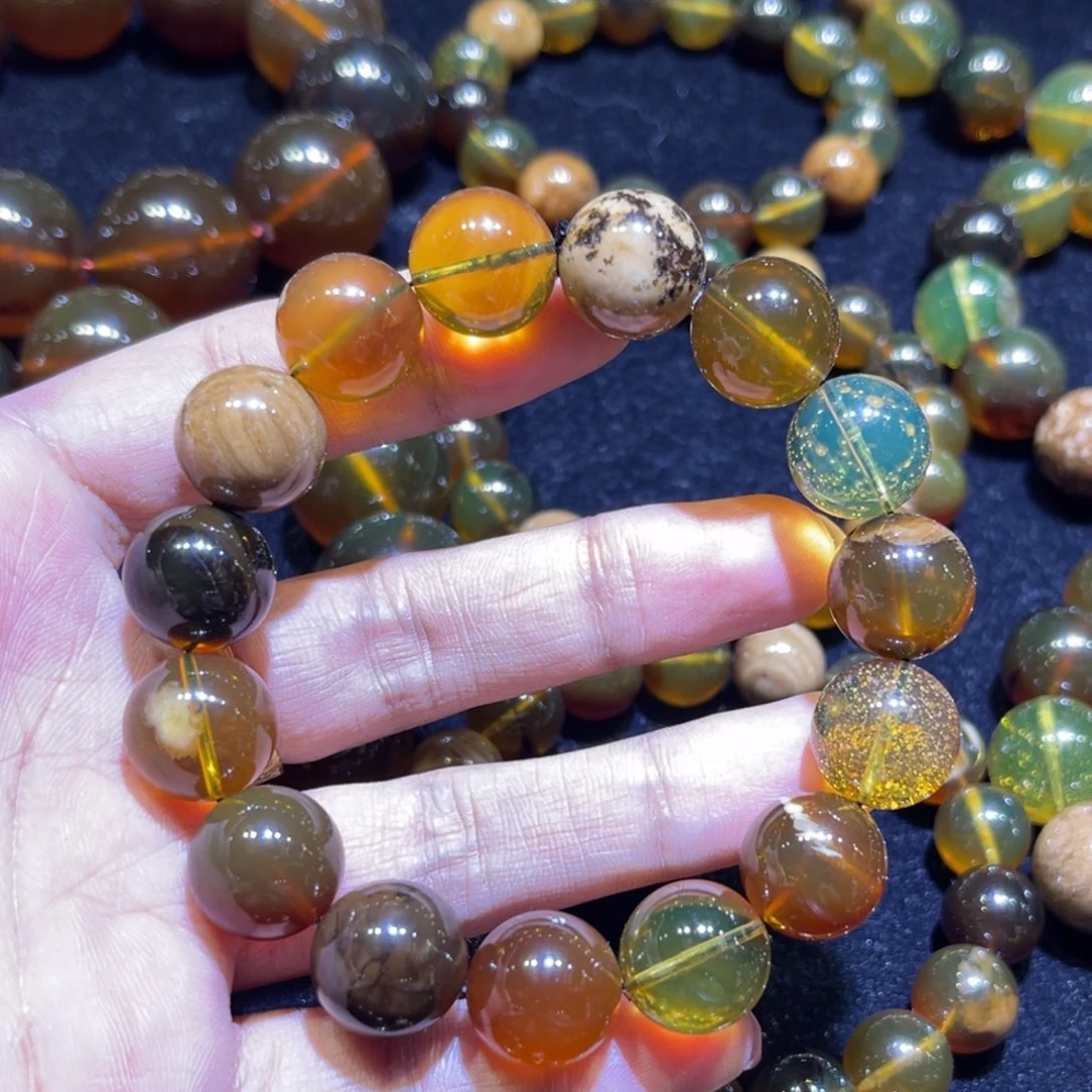 琥珀未镶嵌手链多宝15