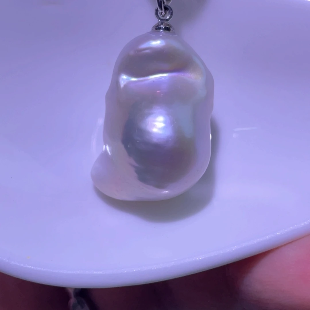 淡水珍珠天然淡水珍珠吊坠银S925镶嵌