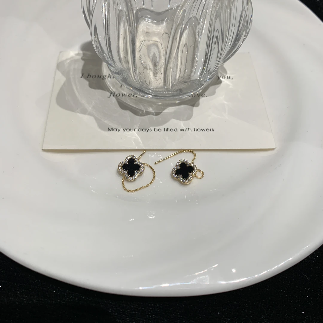 铜合金耳饰 Al6188新款草草耳线女流苏设计合金耳饰高级感网红款