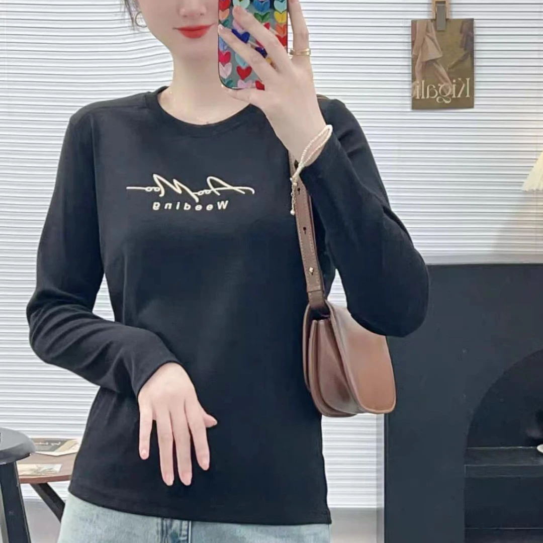 圆领透气纯色印花长袖T恤内搭宽松显瘦运动秋季百搭SY-G6062-A25