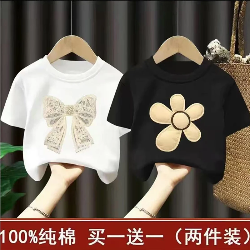 女童t恤短袖女孩夏季纯棉半袖上衣儿童夏装衣服宝宝童装2025新款