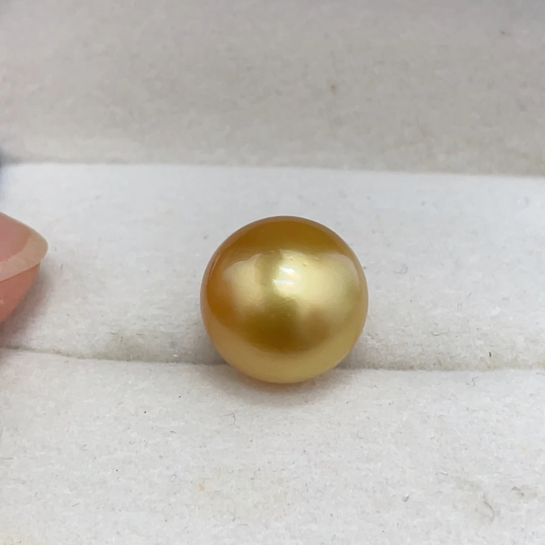 海水珍珠裸珠11mm浓茶金珠