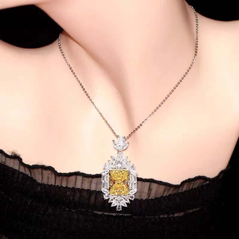 2364项链750黄金18k白金帕帕拉恰黄色蓝宝石项链赠礼盒