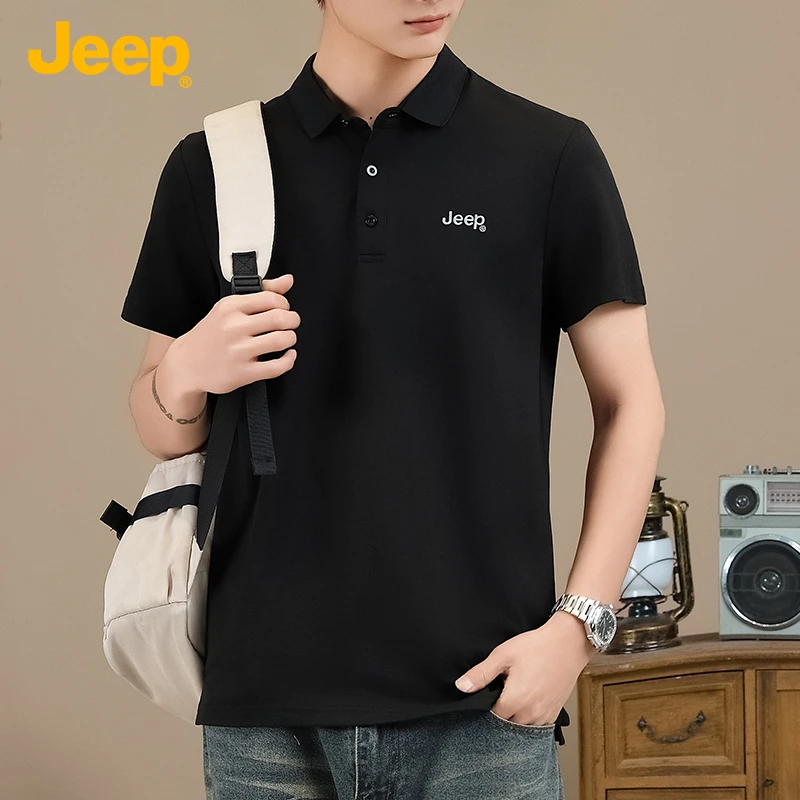 JEEP/吉普夏季新款男士翻领休闲透气短袖POLO衫上衣P75DMKT333