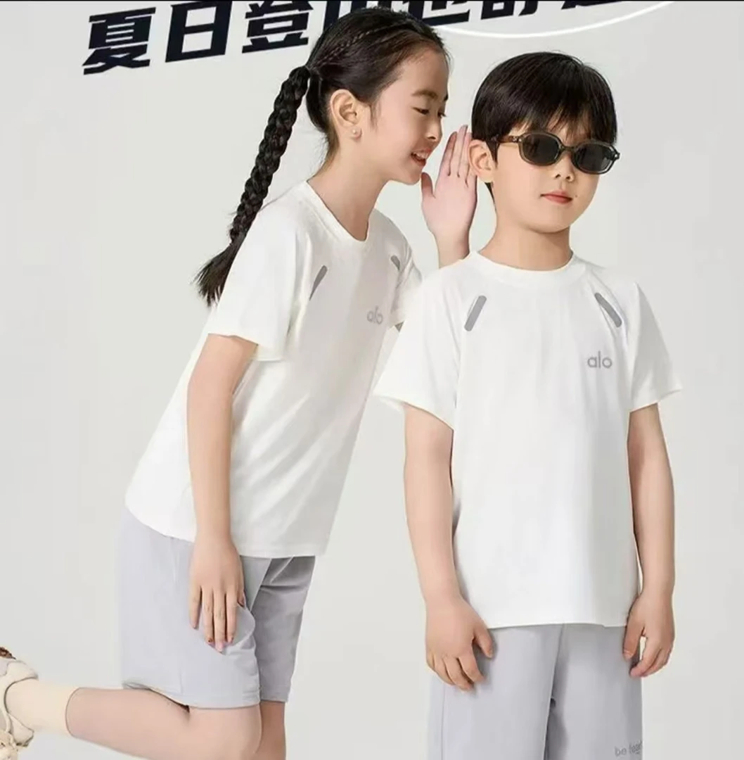 2025夏季新款反光条男女童速干网眼短袖轻薄透气T恤休闲百搭童装