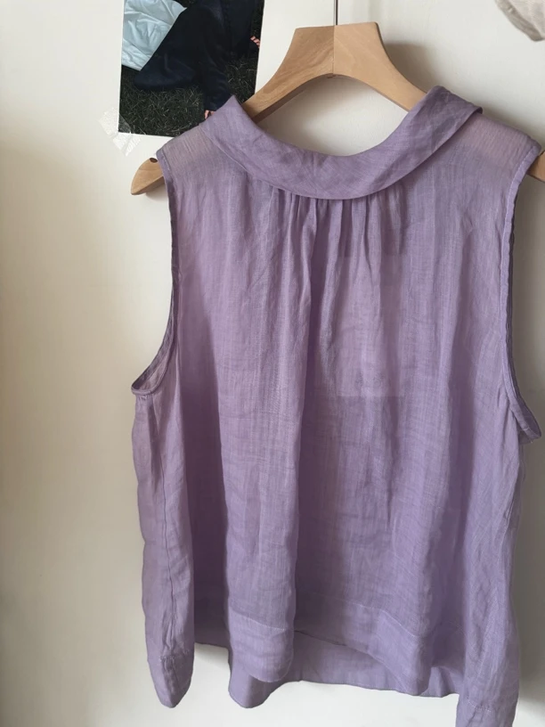 挂脖无袖前后两穿麻料小衫no退no换