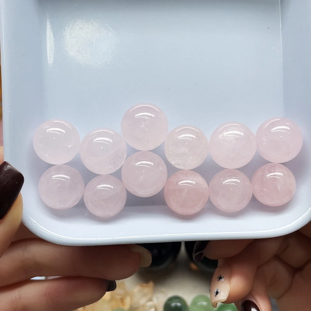 水晶珠宝半成品未镶嵌4粉水球15mm