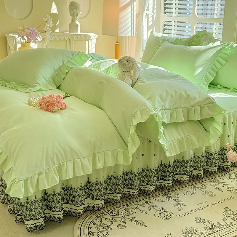 新款床裙四件套韩版花边四季款蕾丝少女心三件套床上用品柔软星辰