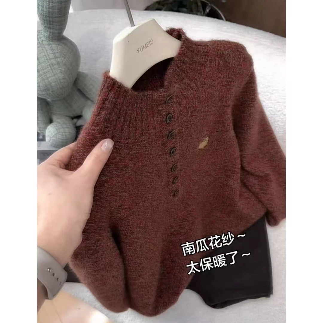 丽姐家~南瓜花纱红针织时尚休闲女士红色加厚秋冬上衣