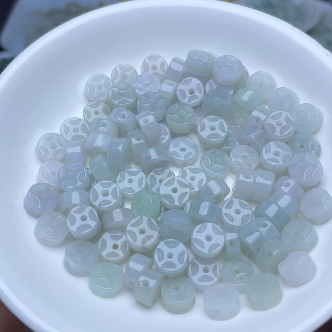 翡翠散珠卡8加厚双面金钱扣30个