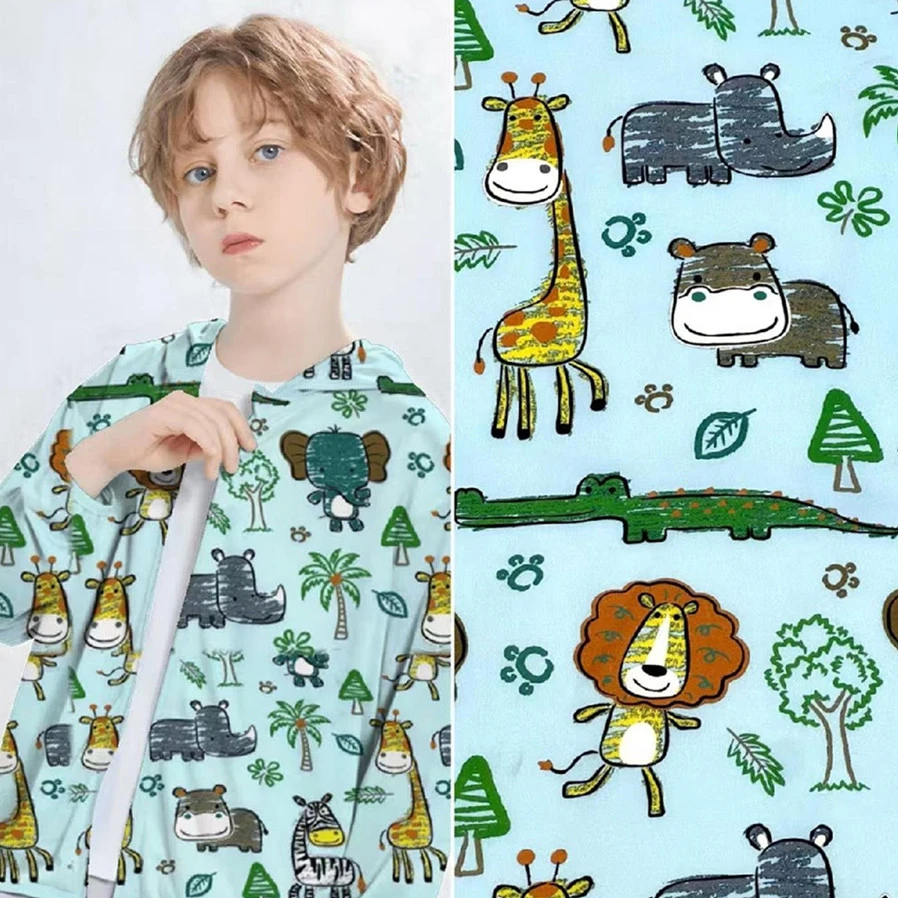 佰汇福品牌棉绸【天丝木棉】夏季高支高密卡通人造棉4385