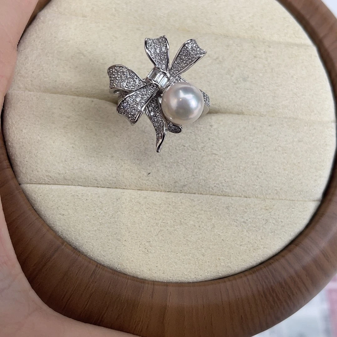 银S925镶嵌海水珍珠戒指