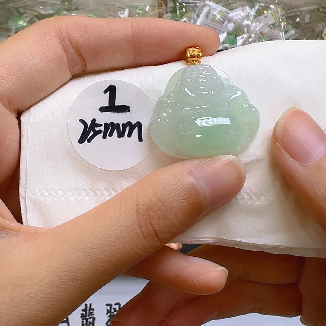 翡翠18K金镶嵌吊坠(不含链)翡翠