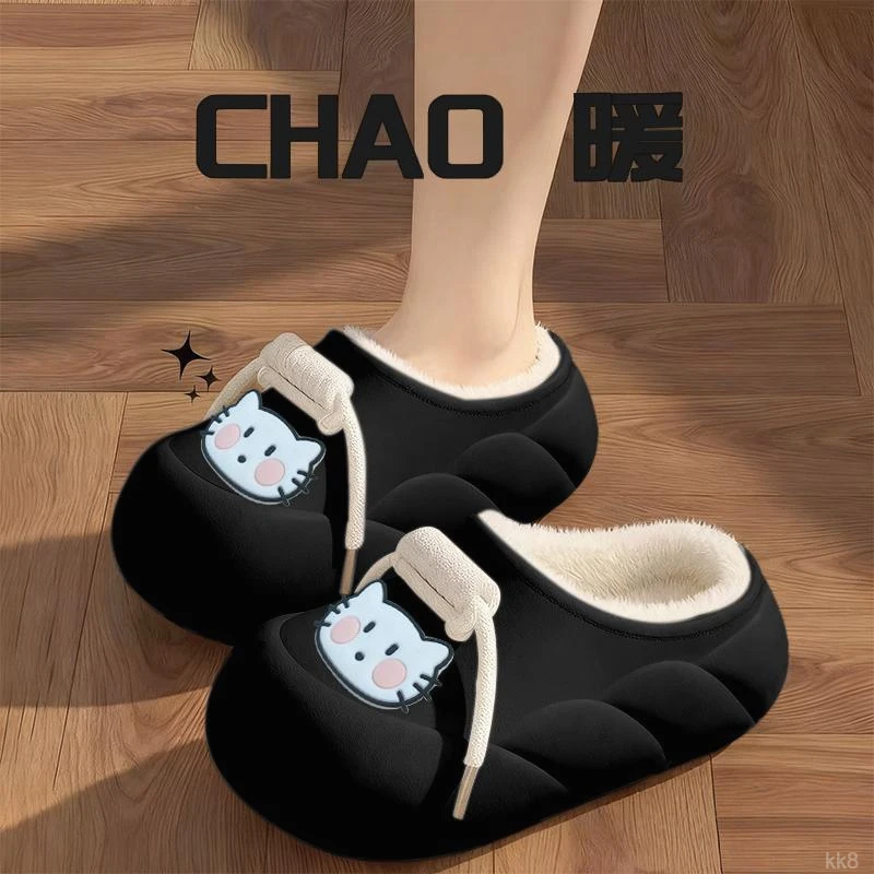 保暖加绒防冻棉拖鞋女款2025新款室内家居舒适休闲棉拖秋冬季外穿