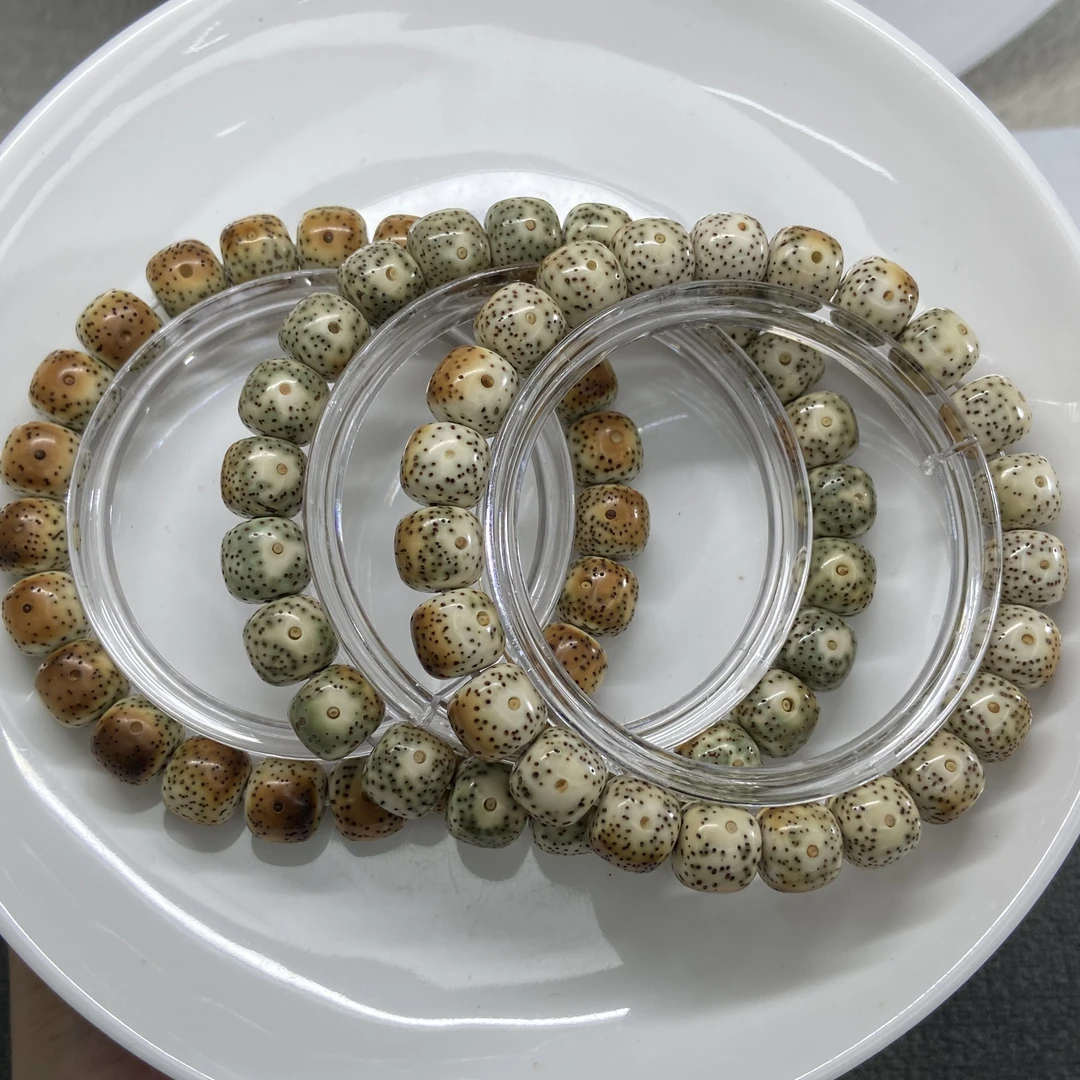 海南星月菩提手串原生态石玉料10/9老型桶珠火烧云文玩单圈油性足