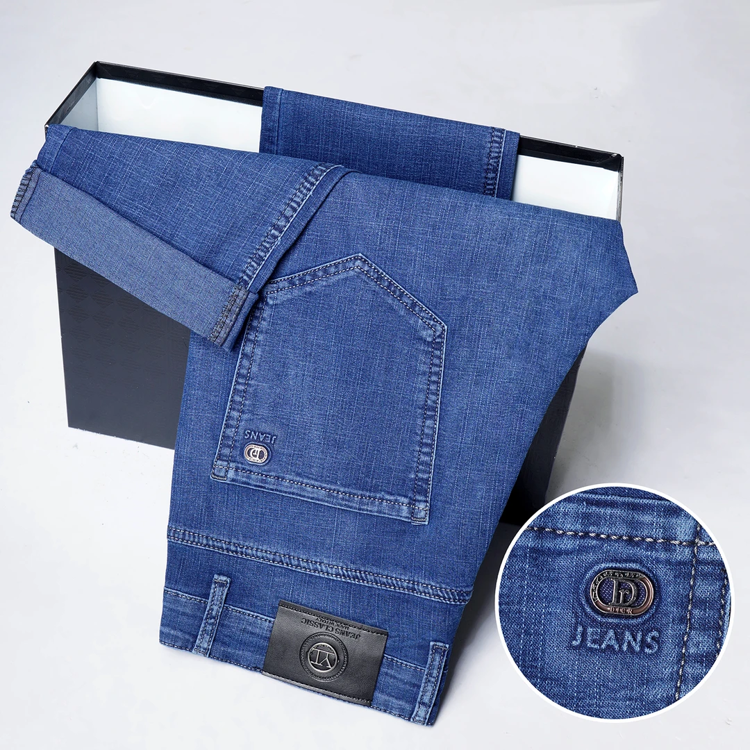 【夏季超薄】男士深档高腰宽松直筒弹力商务裤牛仔裤工作裤