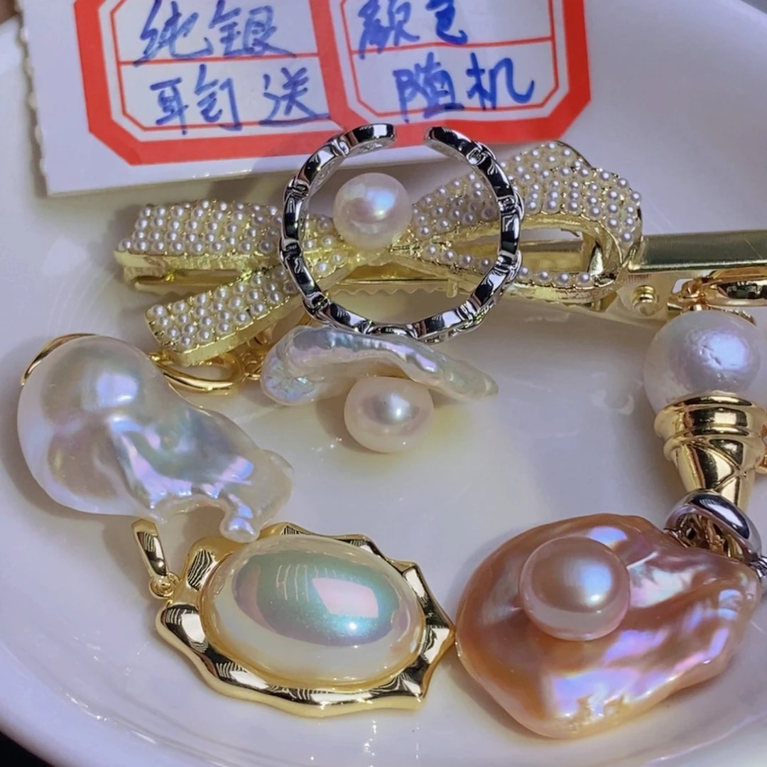 银S925镶嵌天然淡水珍珠淡水珍珠