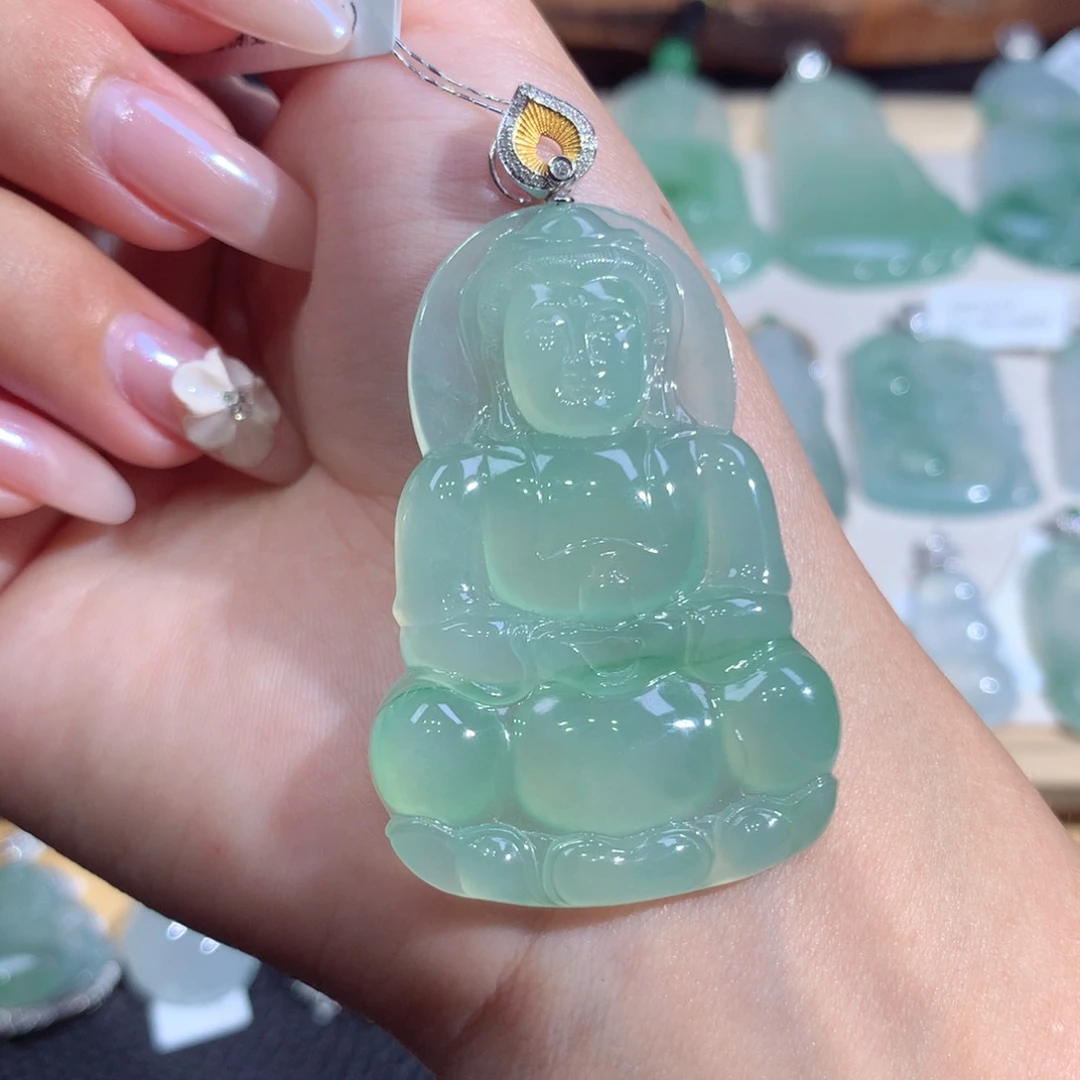 翡翠18K金镶嵌吊坠(不含链)