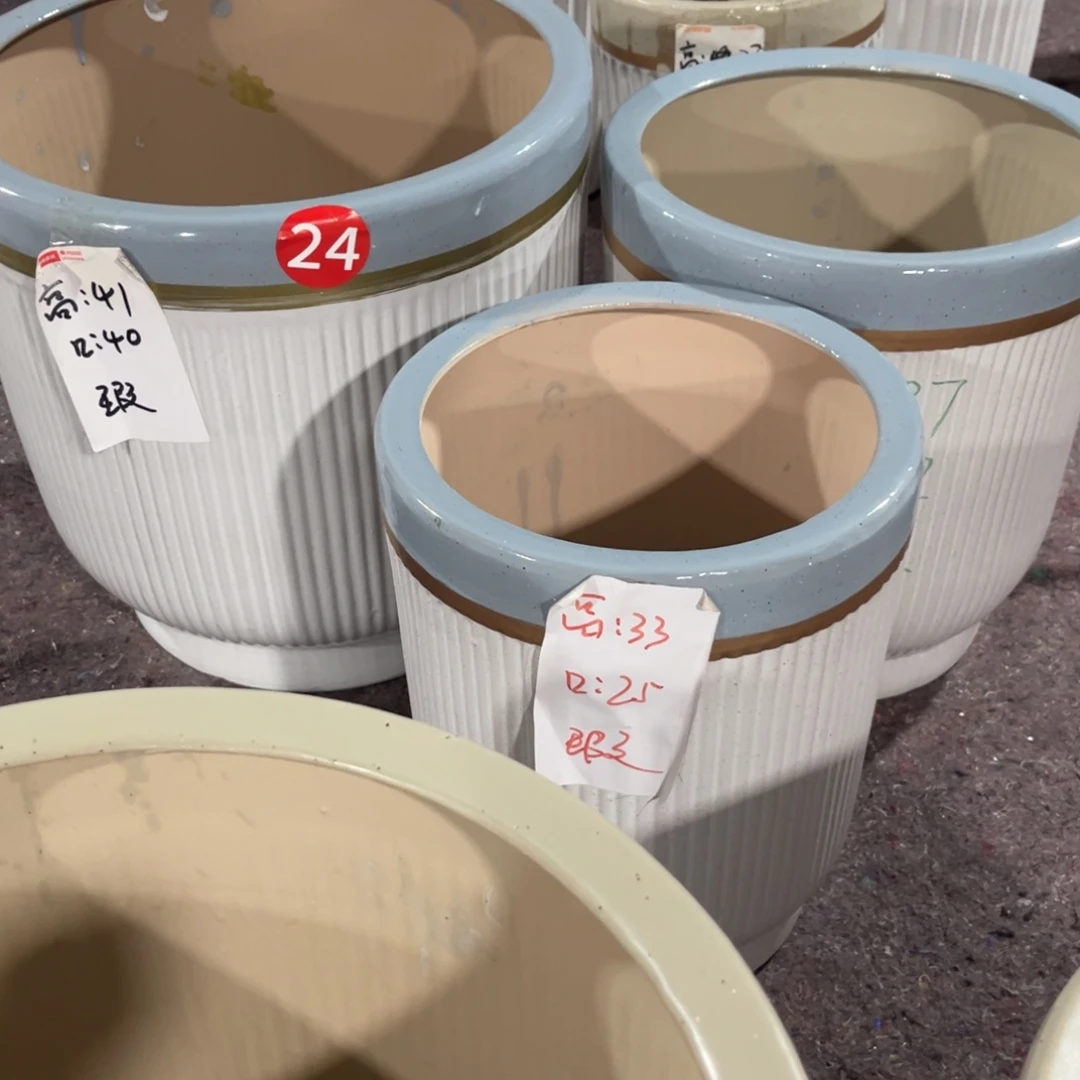 三拼蓝口一套三个花盆