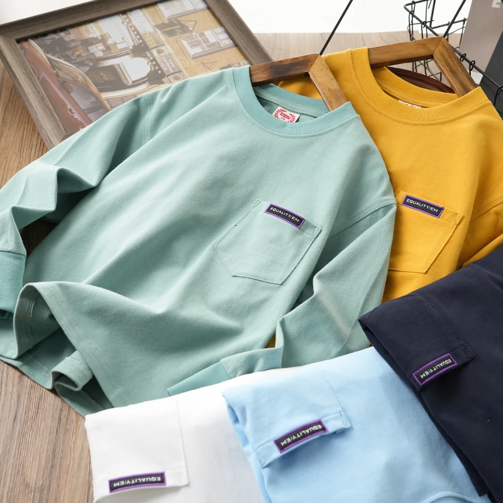 儿童百搭春季口袋打底衫中大童圆领长袖T恤男童圆领上衣S831