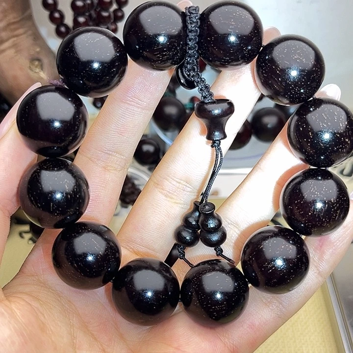 小叶紫檀手串/手链2.0x12 爆金星 紫黑底