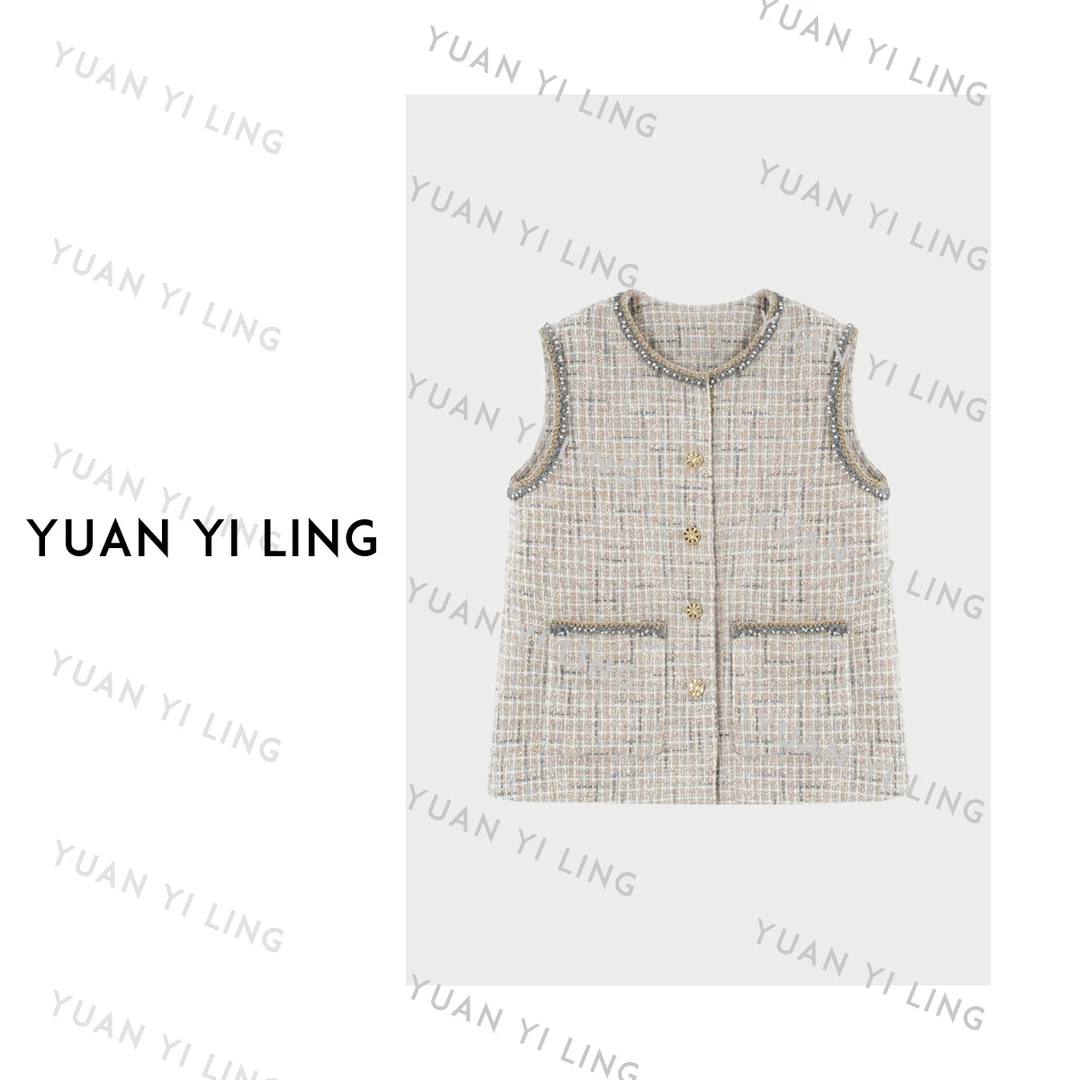 【罗瑟莉 】25秋冬气质粗花呢小香风马甲背心2068