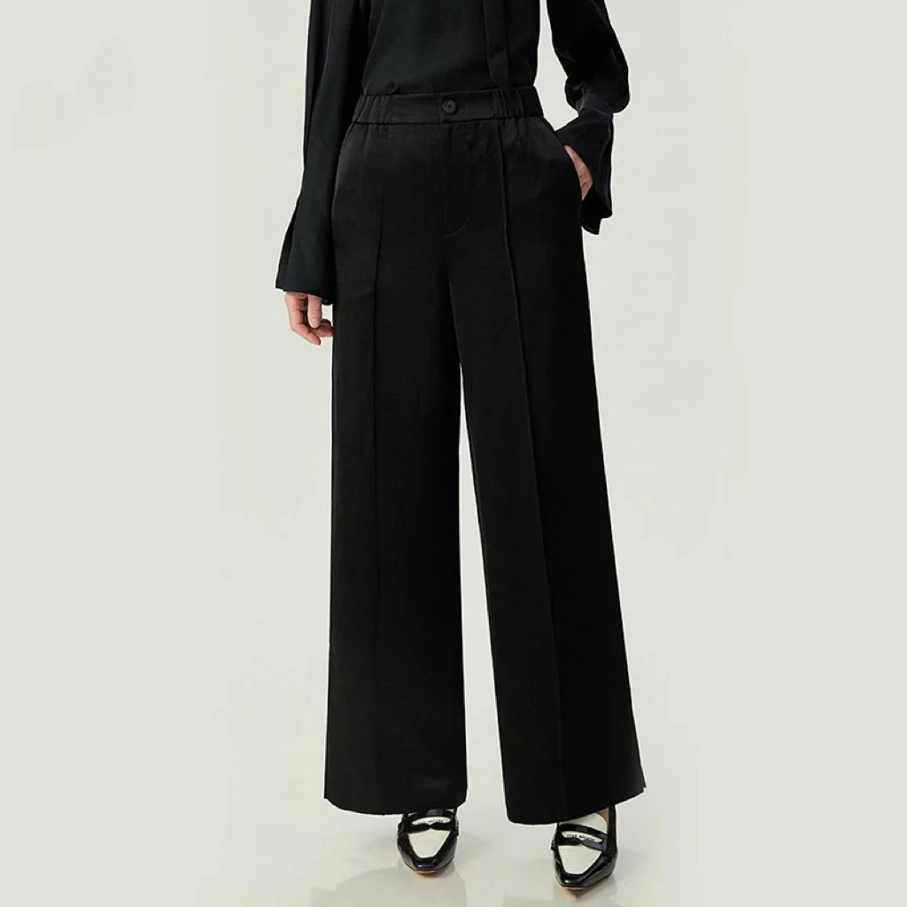 阿玛施AMASS秋冬时尚新款宽松简约百搭中腰直筒八分西装裤5100575