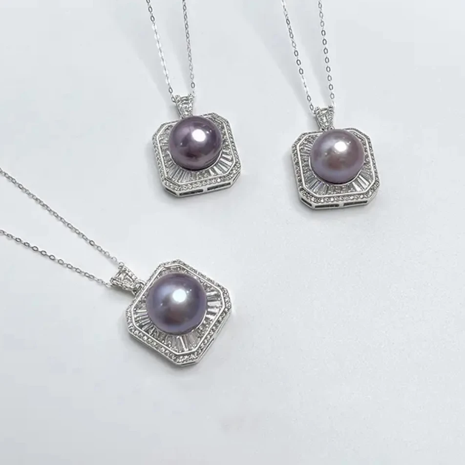 [溪辰珍珠]九紫离火福利款紫色淡水珍珠吊坠赠耳钉戒指