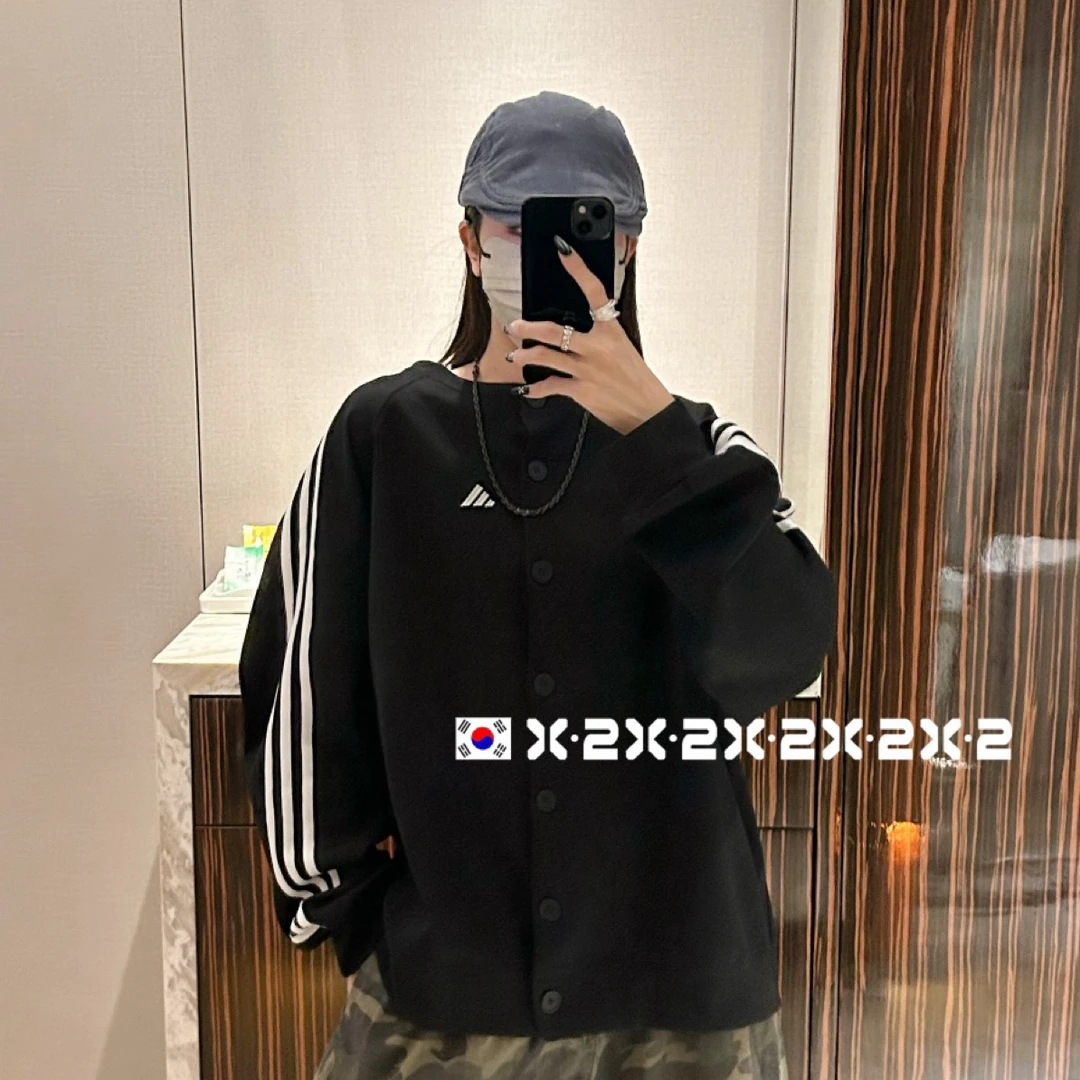 7215净版三道杠宽松大版圆领外套