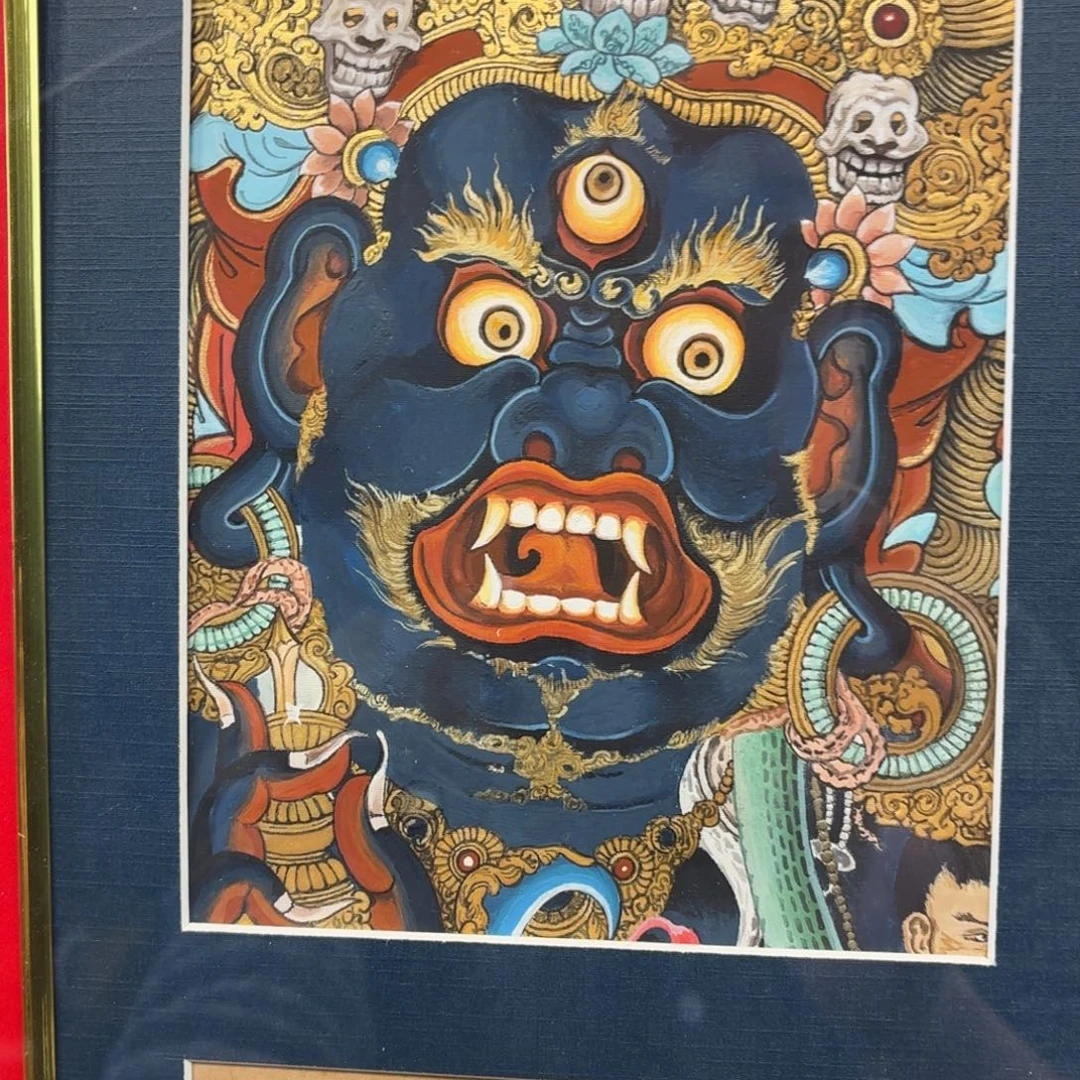 二***两吊坠桌摆唐卡大黑天头像