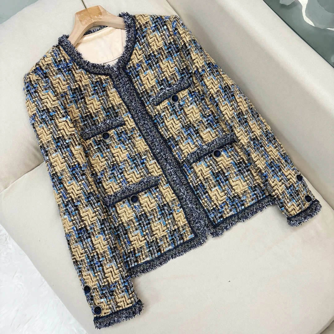 妖蓝 粗花呢编织 小香风外套 70643