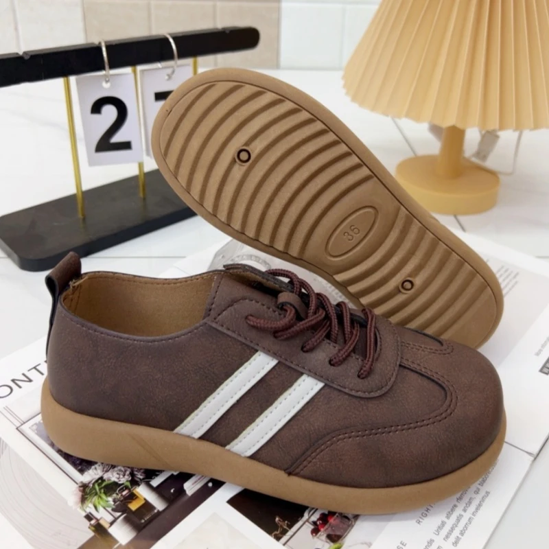 复古徳训鞋2025春秋新款平底休闲厚底运动鞋防水时尚耐磨板鞋女鞋