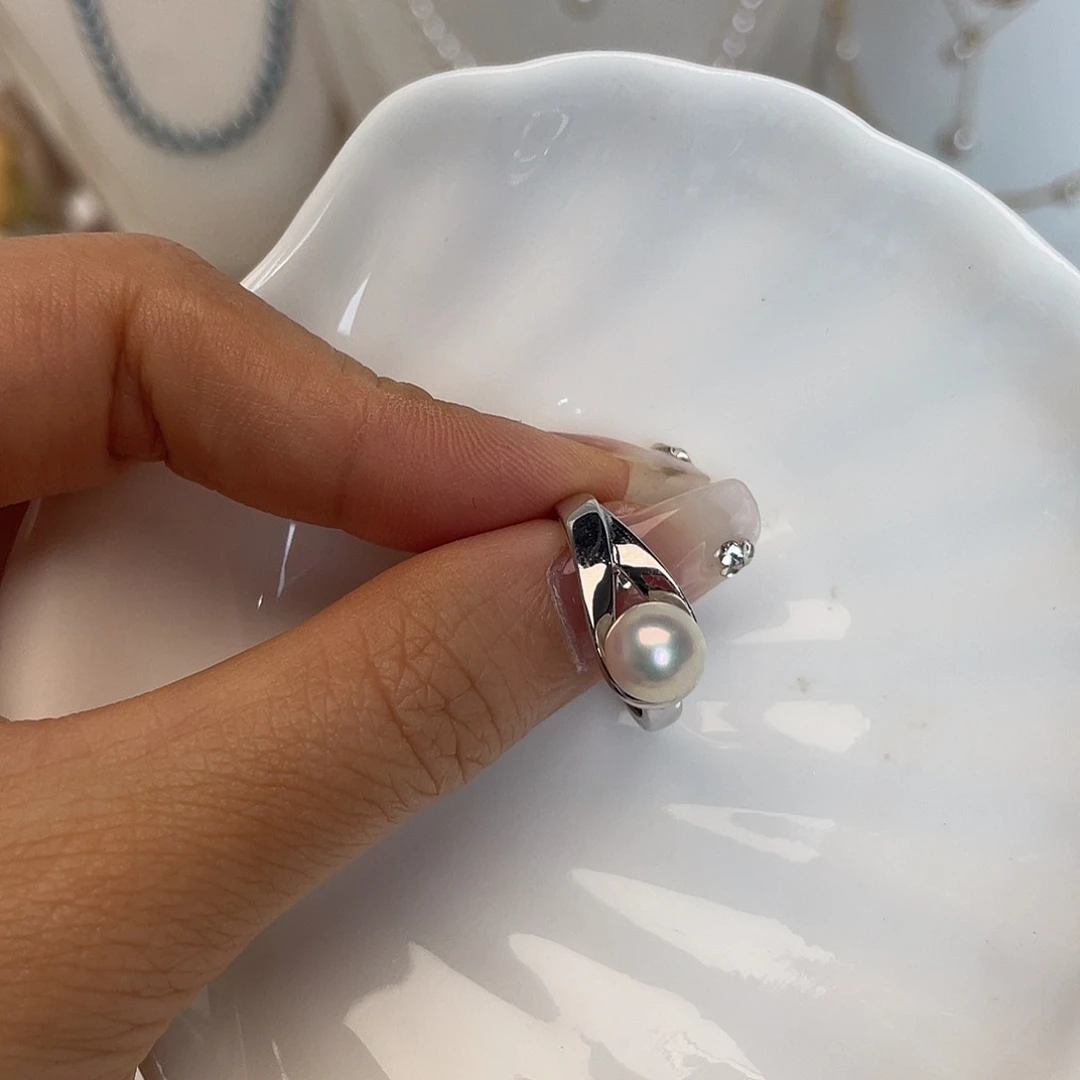 海水珍珠戒指银S925镶嵌
