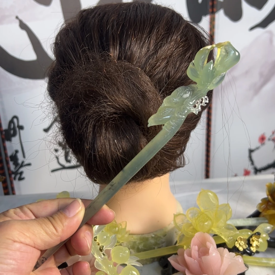 蛇纹石玉未镶嵌发饰
