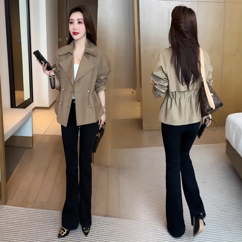 【有运费险】时尚显瘦短款小个子外套女2025秋季新款气质休闲风衣