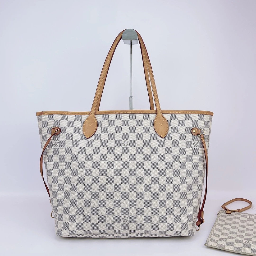 95新 LV LV 白色棋盘格nf 手提包内标1125底长31 D506