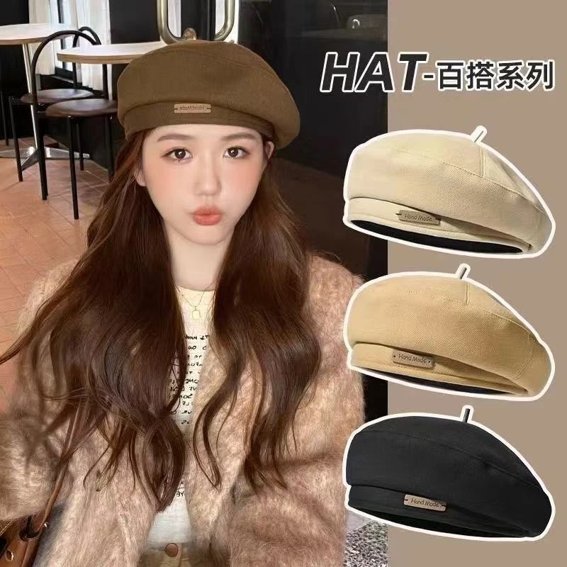 显脸小贝雷帽女2025新款复古百搭棕色画家帽适合方圆脸帽子春秋LQ