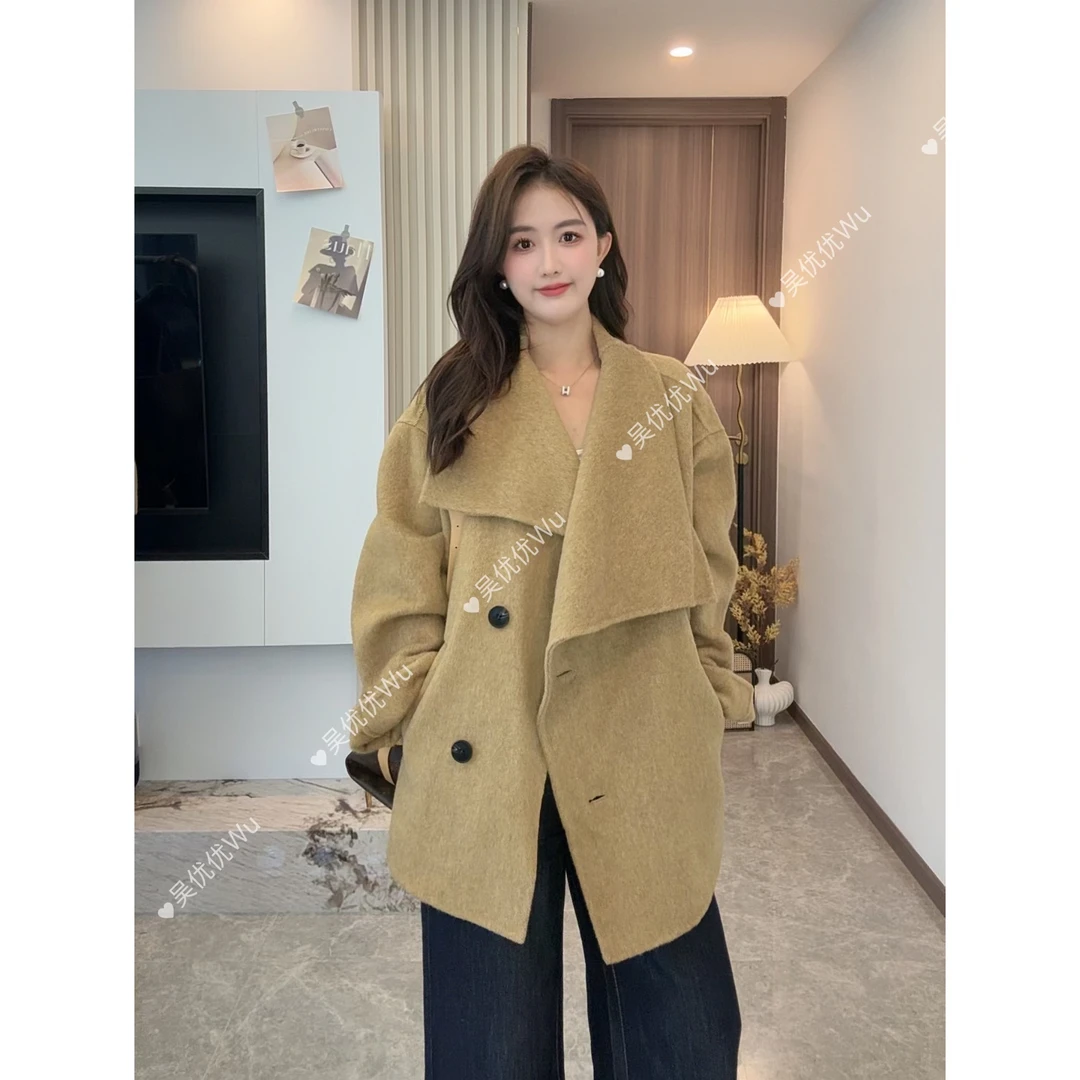 【吴优优】2025新款时尚气质百搭网红高品双面呢外套25008