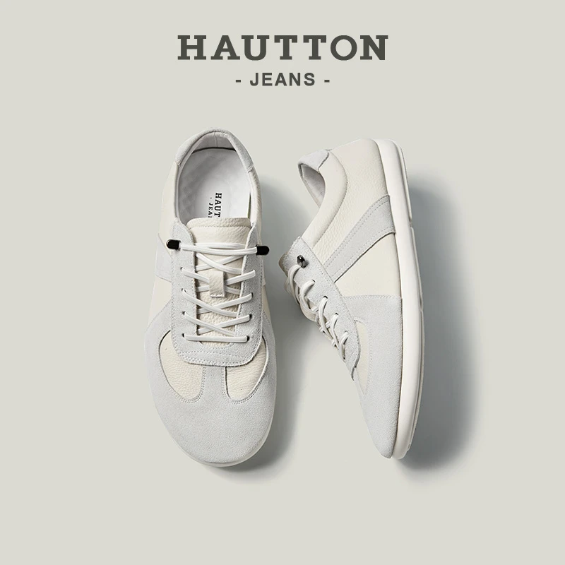 英伦风德训鞋真皮男鞋男士时尚白色休闲鞋低帮薄底鞋931XB5240