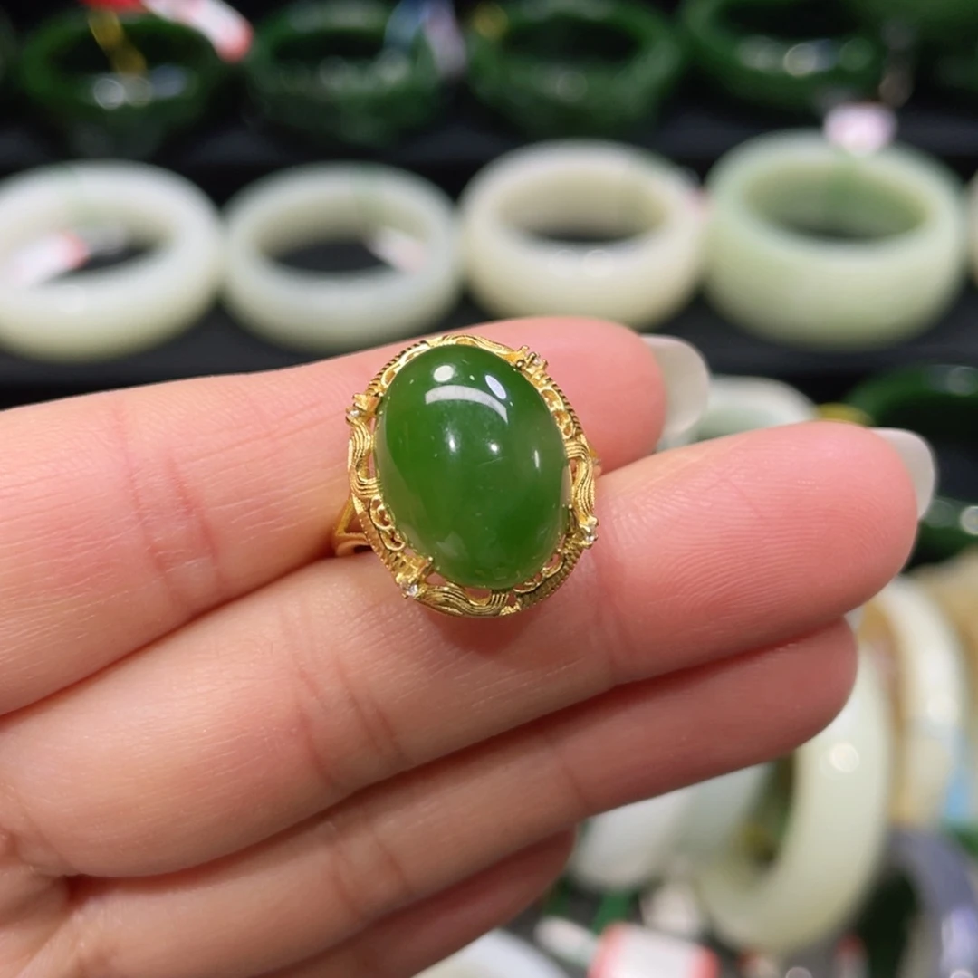 银S925镶嵌戒指和田玉