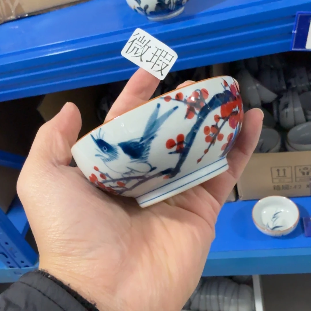 釉下手绘茶具微瑕