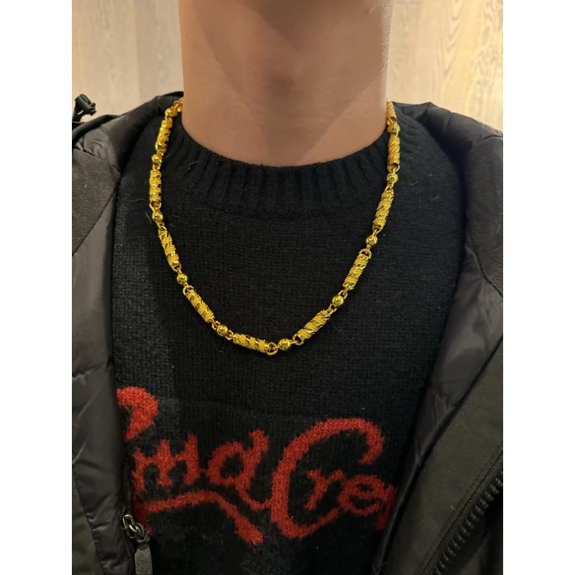 铜合金项链 男生项链超粗链子男士男款时尚潮流金色空心百搭霸气