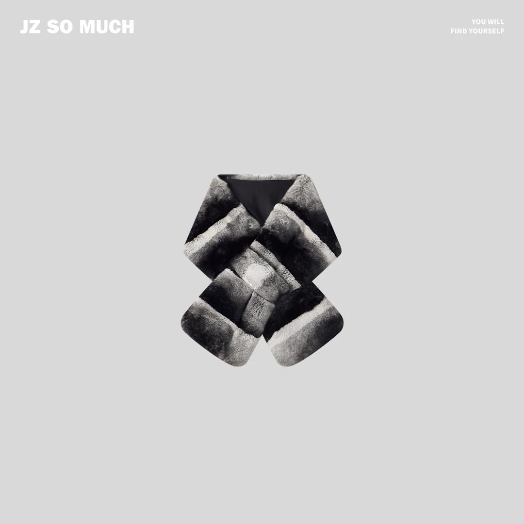 金子JZ SO MUCH【龙猫围巾】水墨晕染皮草獭兔围巾