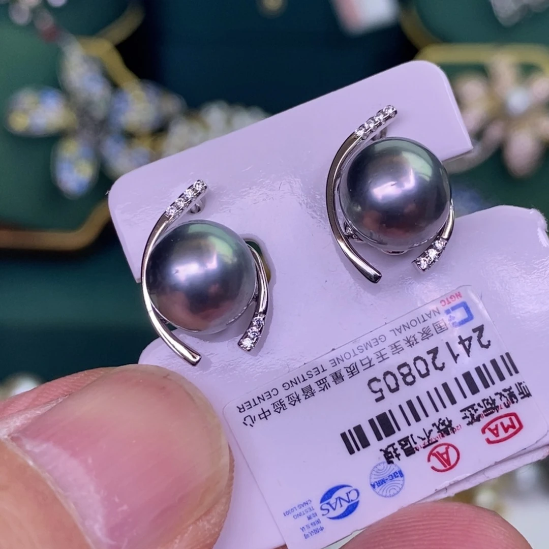 银S925镶嵌耳饰海水珍珠