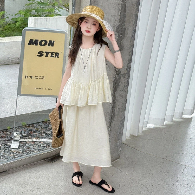 女童夏季新款套装洋气女宝宝背心宽松阔腿裤清新休闲百搭两件套