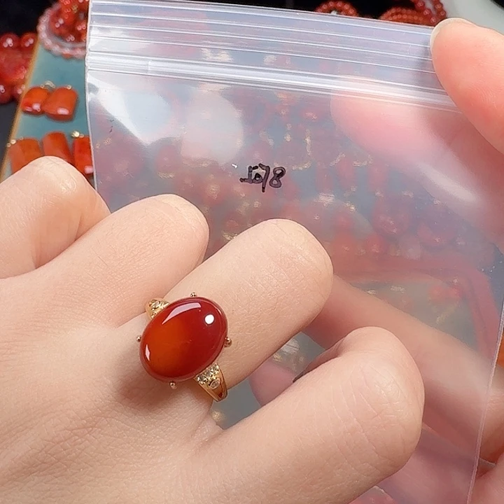 南红玛瑙银S925镶嵌戒指